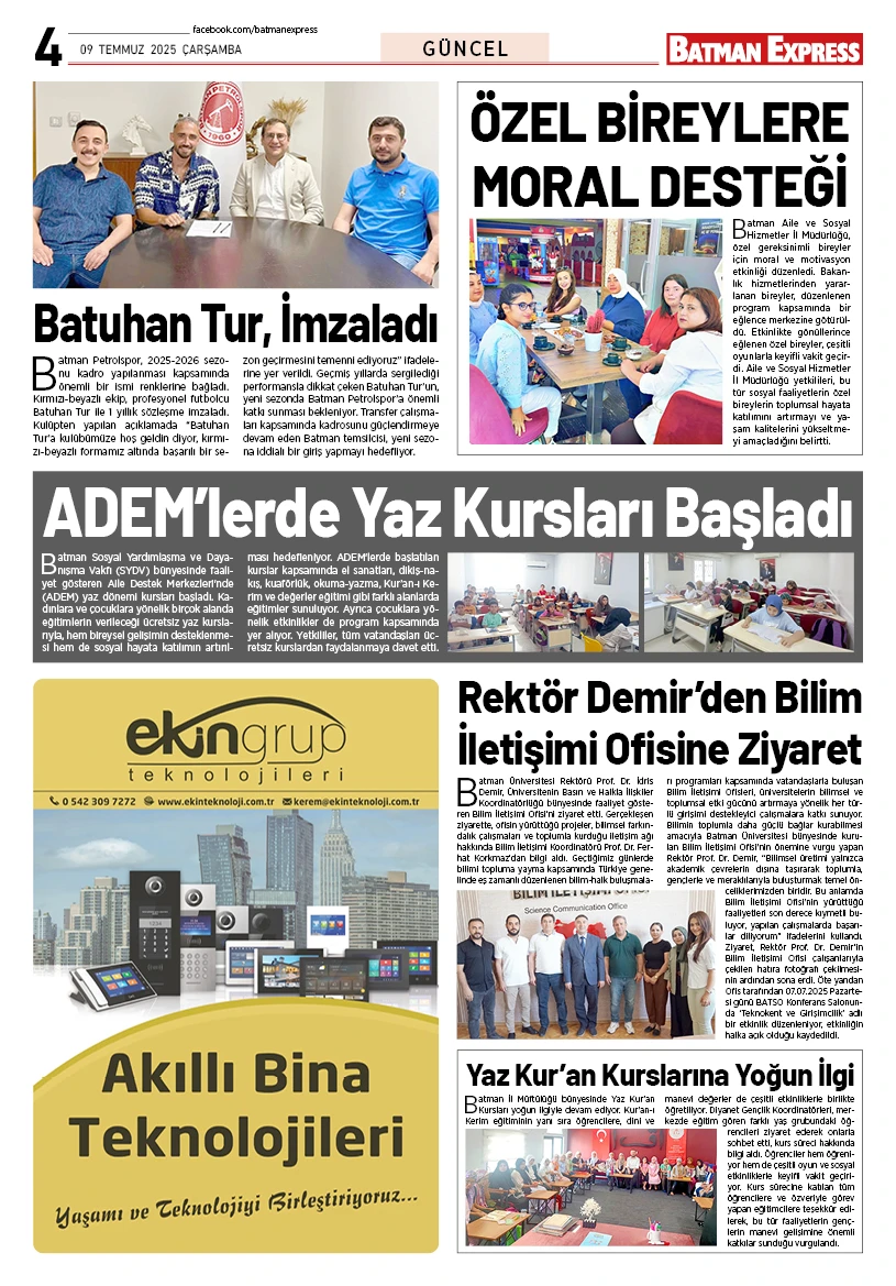 09 TEMMUZ 2025 ÇARŞAMBA