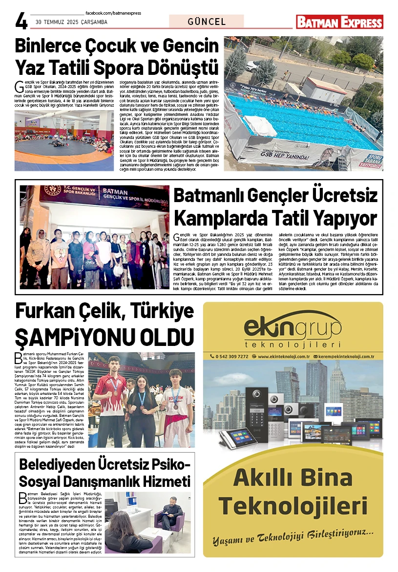 30 TEMMUZ 2025 ÇARŞAMBA