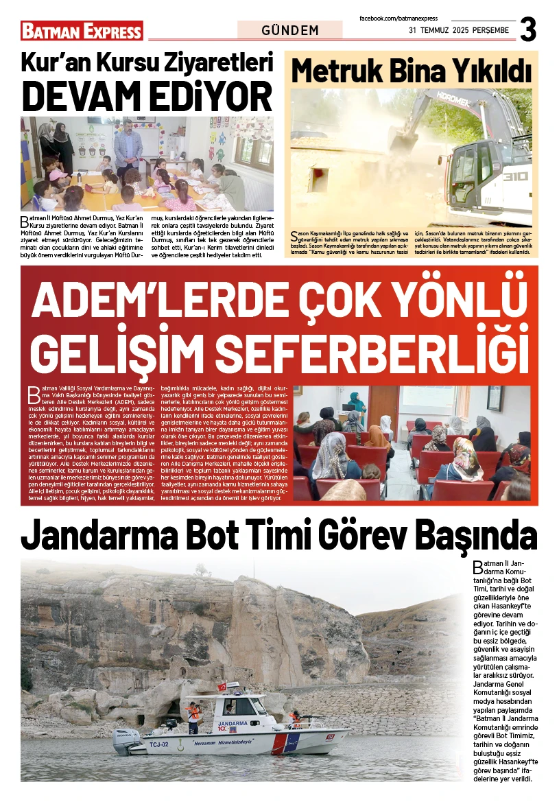 31 TEMMUZ 2025 PERŞEMBE