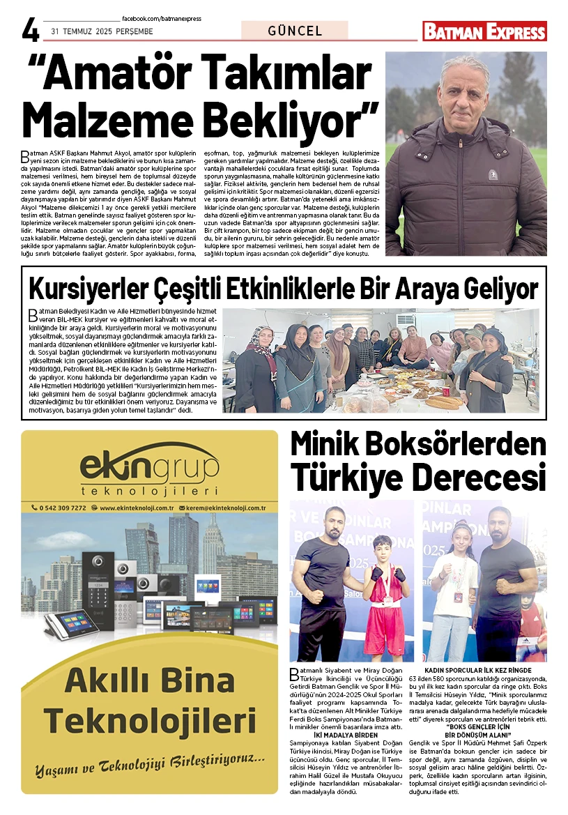 31 TEMMUZ 2025 PERŞEMBE