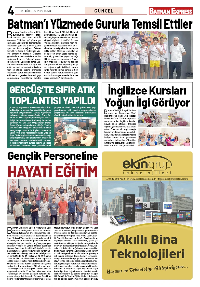 01 AĞUSTOS 2025 CUMA