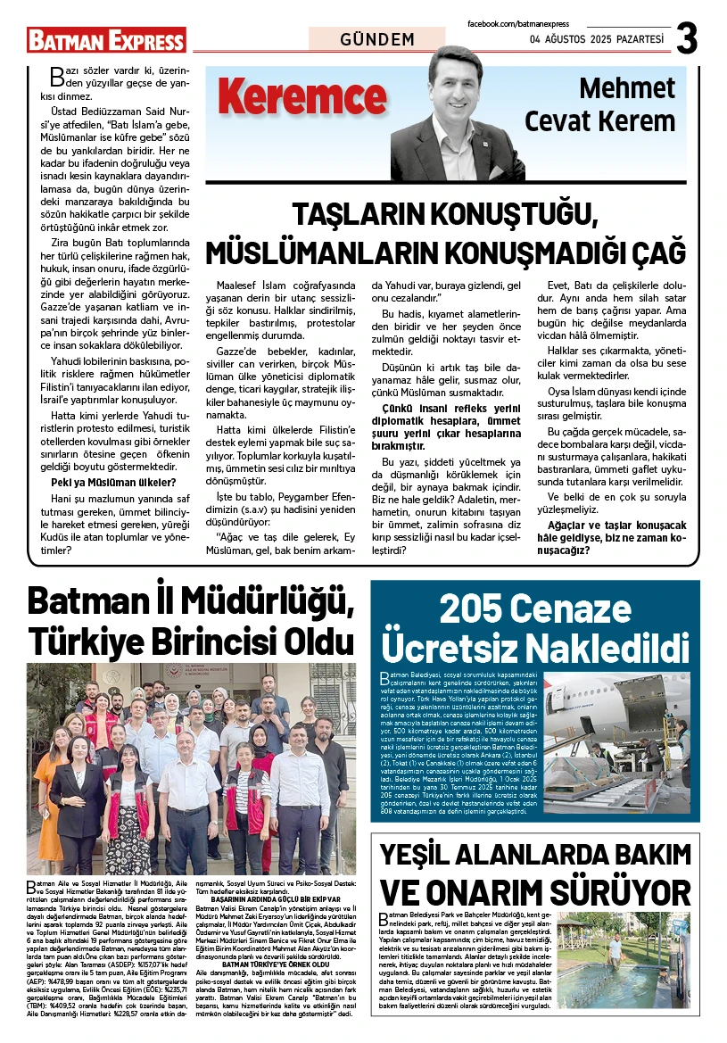 04 AĞUSTOS 2025 PAZARTESİ