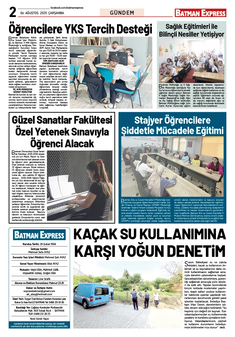 06 AĞUSTOS 2025 ÇARŞAMBA