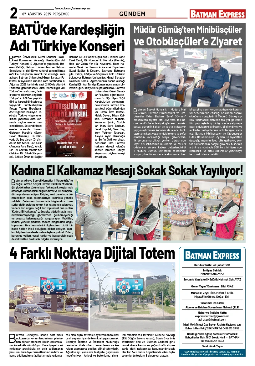 07 AĞUSTOS 2025 PERŞEMBE