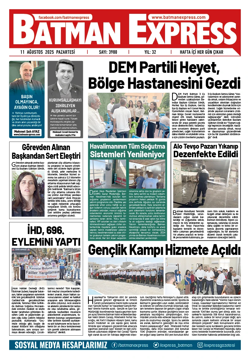 11 AĞUSTOS 2025 PAZARTESİ