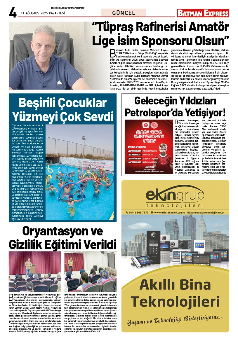 11 AĞUSTOS 2025 PAZARTESİ