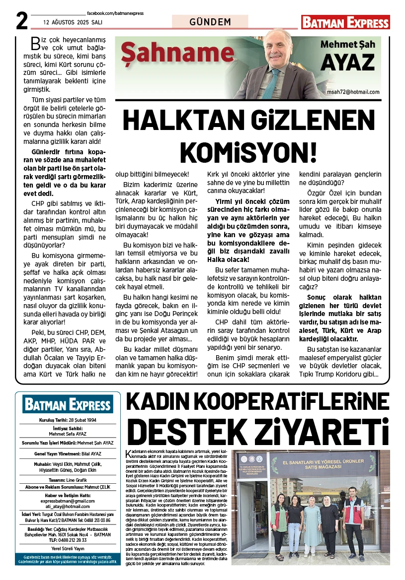 12 AĞUSTOS 2025 SALI