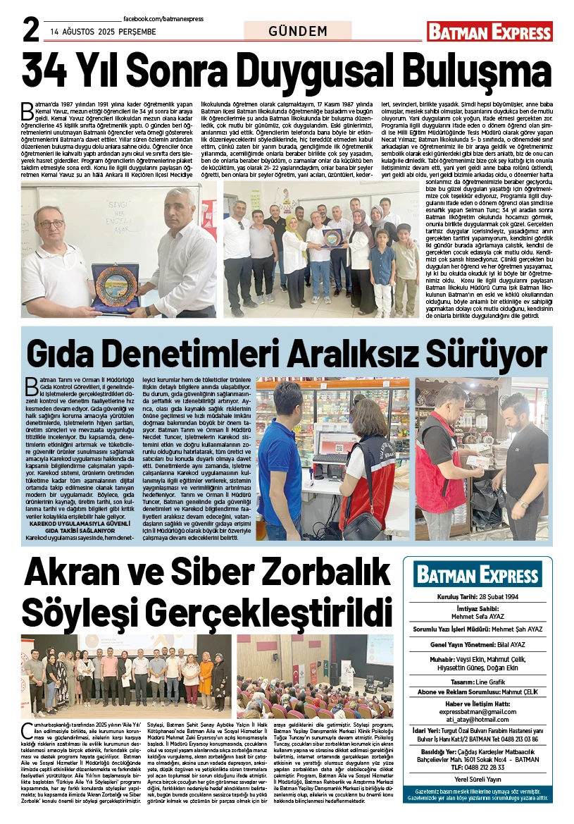 14 AĞUSTOS 2025 PERŞEMBE