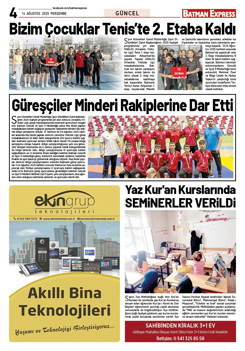 14 AĞUSTOS 2025 PERŞEMBE