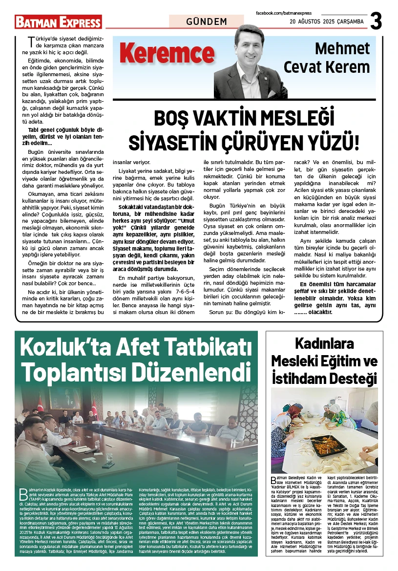 20 AĞUSTOS 2025 ÇARŞAMBA