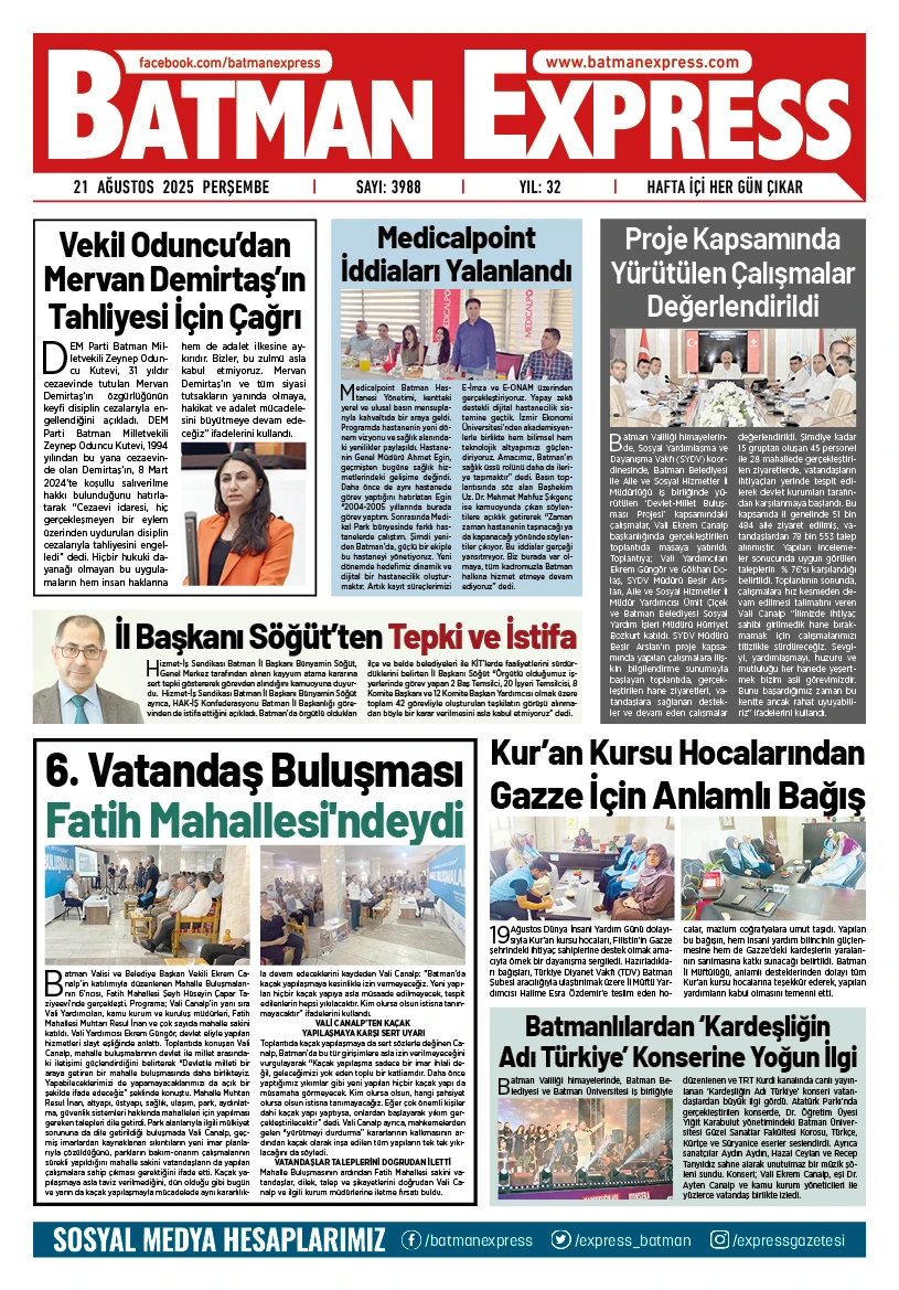 21 AĞUSTOS 2025 PERŞEMBE