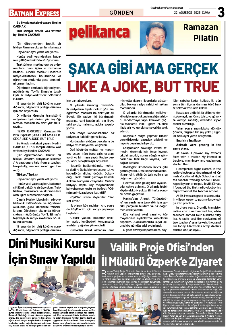 22 AĞUSTOS 2025 CUMA