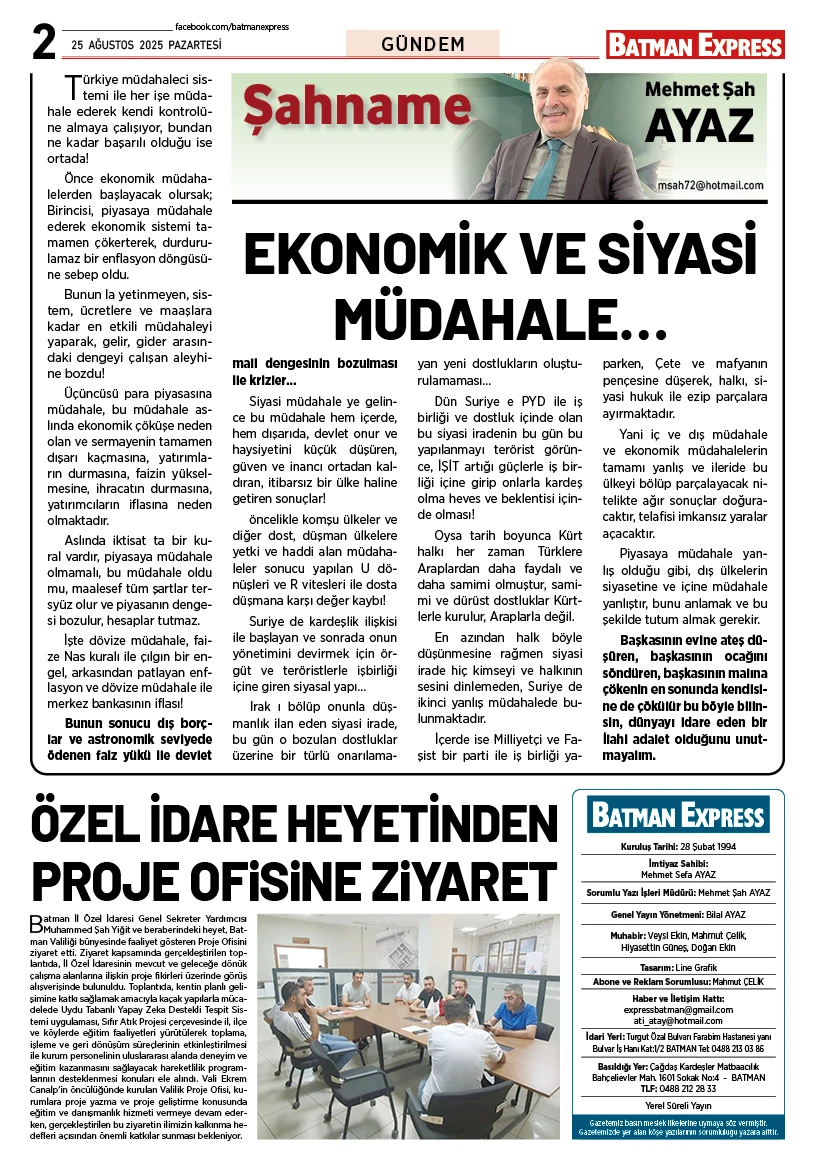 25 AĞUSTOS 2025 PAZARTESİ