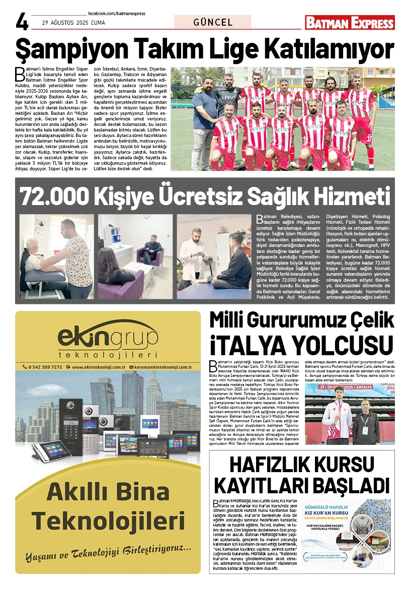 29 AĞUSTOS 2025 CUMA