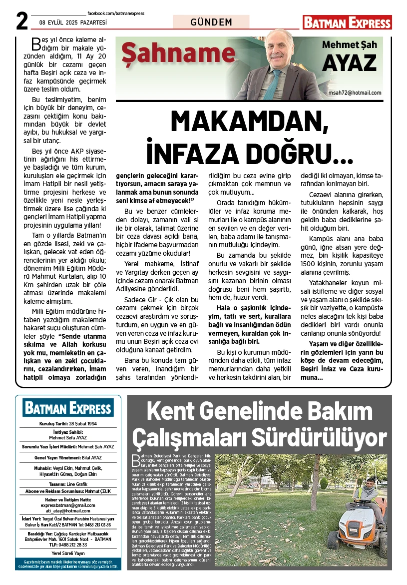 08 EYLÜL 2025 PAZARTESİ