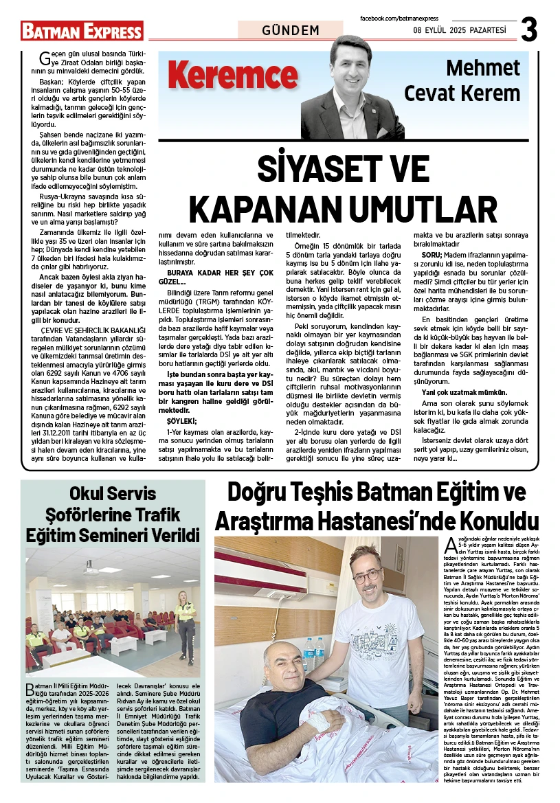 08 EYLÜL 2025 PAZARTESİ