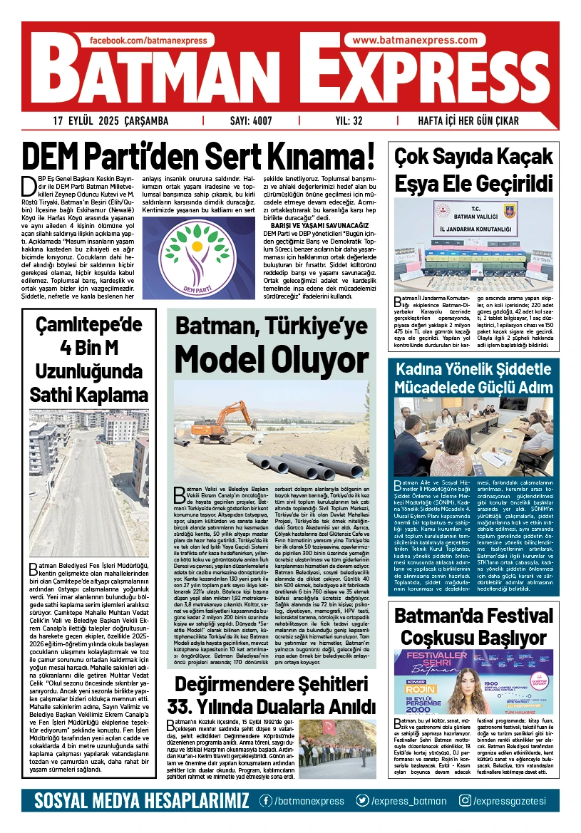 17 EYLÜL 2025 ÇARŞAMBA