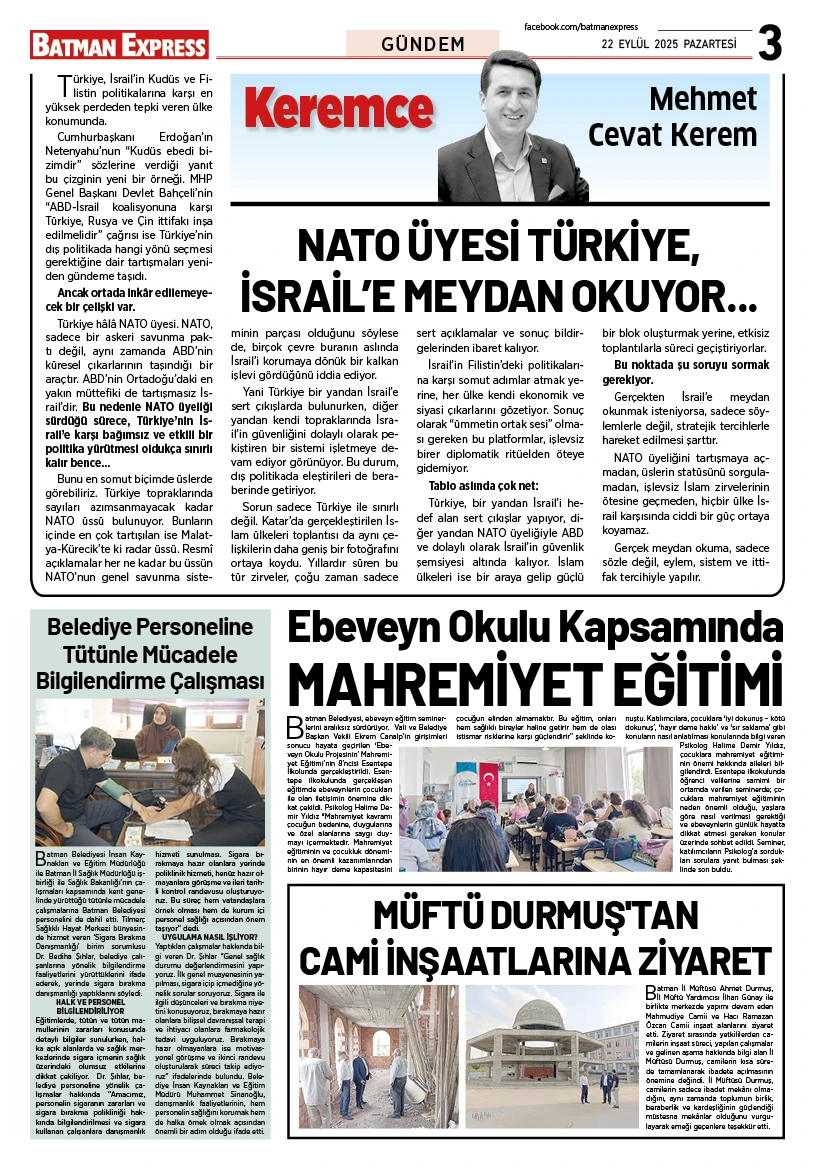 22 EYLÜL 2025 PAZARTESİ