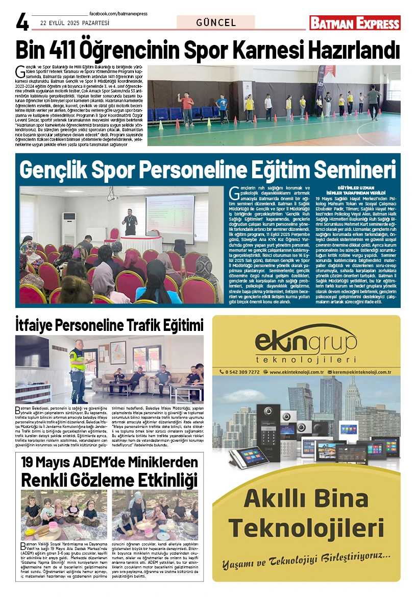 22 EYLÜL 2025 PAZARTESİ