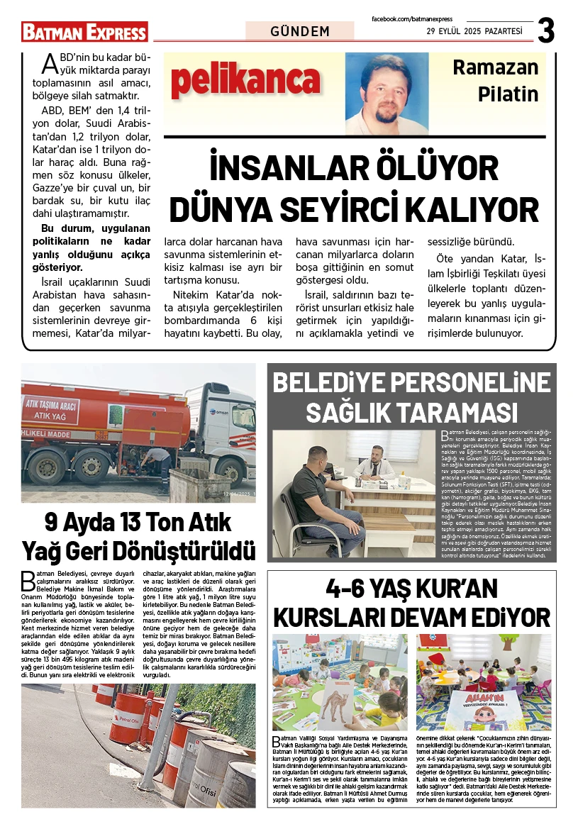 29 EYLÜL 2025 PAZARTESİ