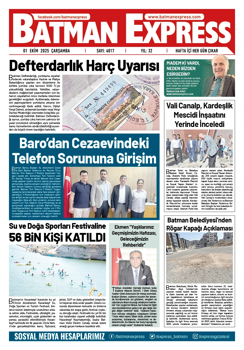 01 EKİM 2025 ÇARŞAMBA