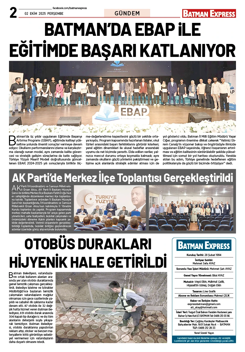 02 EKİM 2025 PERŞEMBE