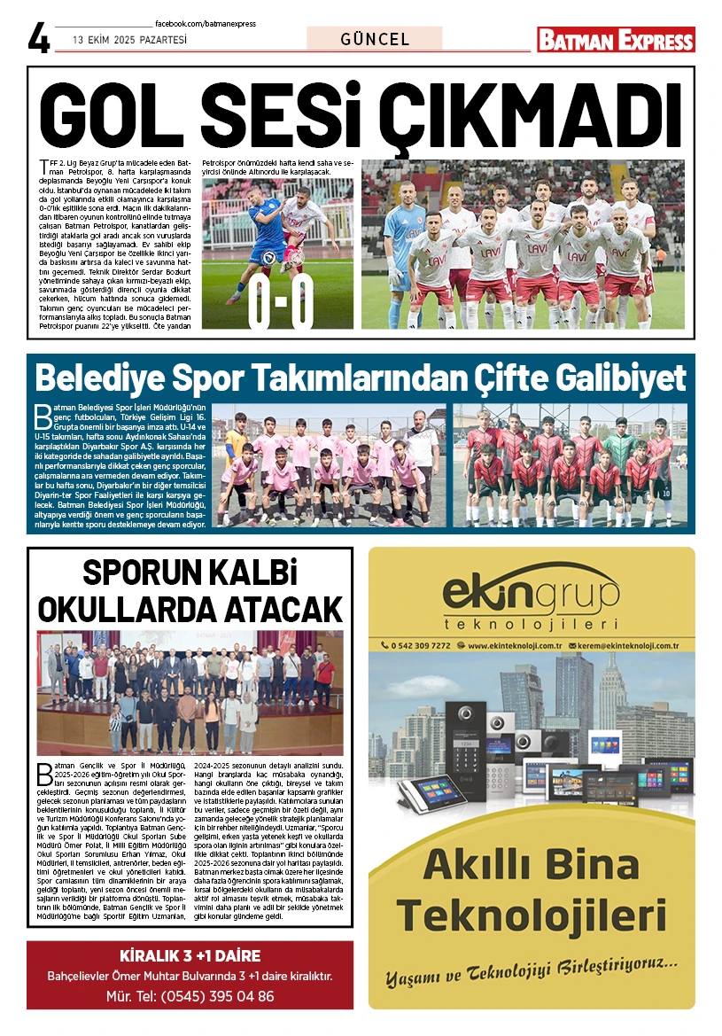 13 EKİM 2025 PAZARTESİ