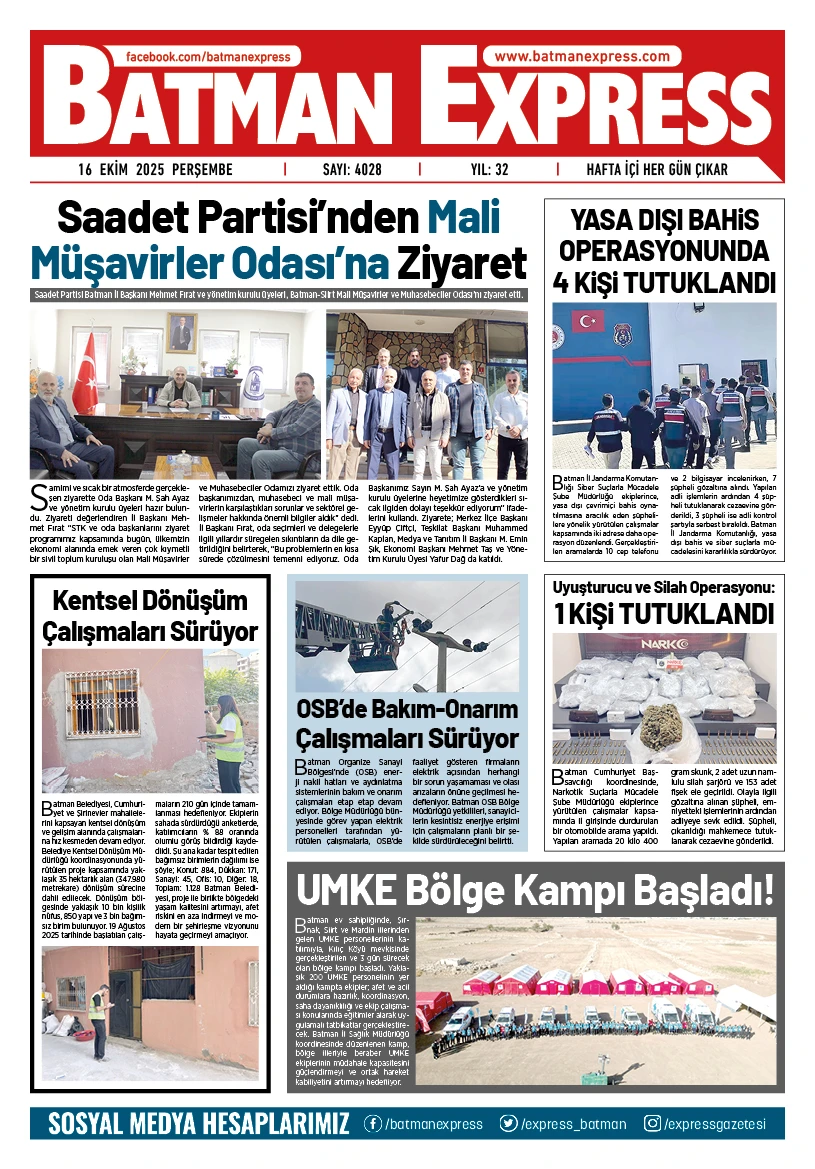 16 EKİM 2025 PERŞEMBE