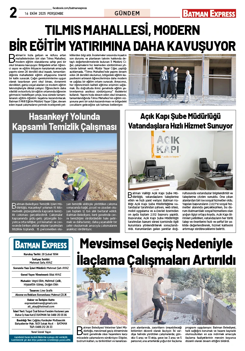 16 EKİM 2025 PERŞEMBE