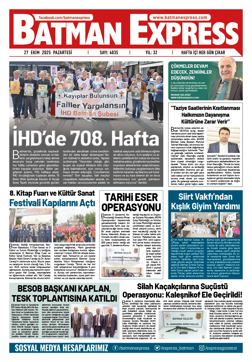 27 EKİM 2025 PAZARTESİ