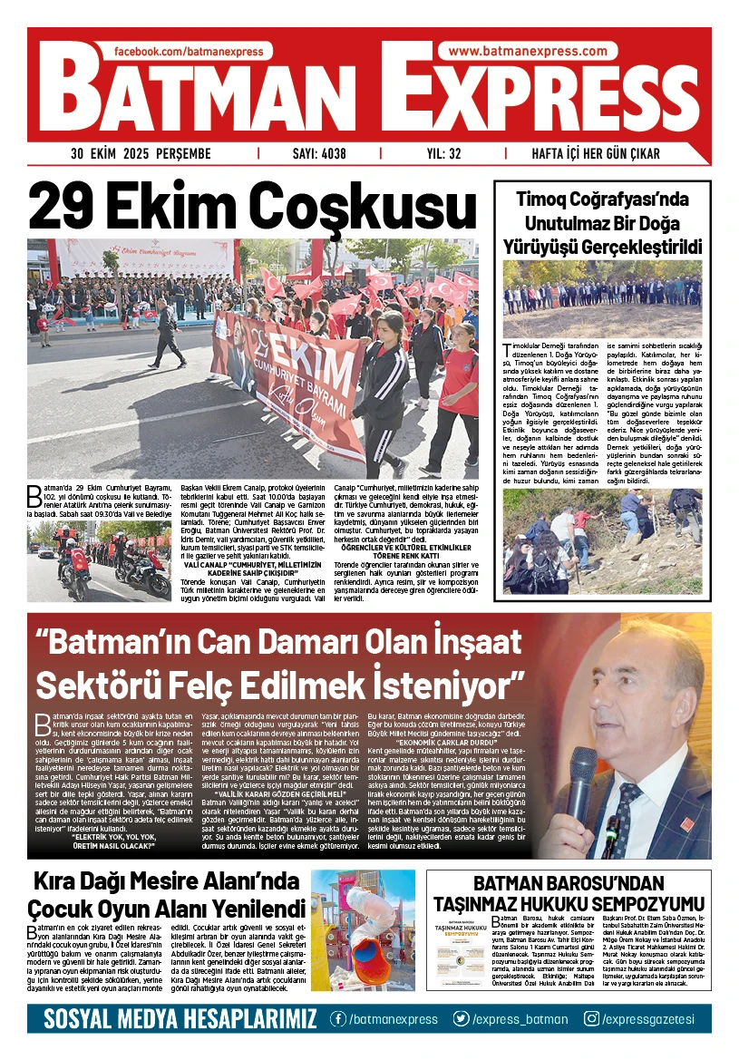30 EKİM 2025 PERŞEMBE