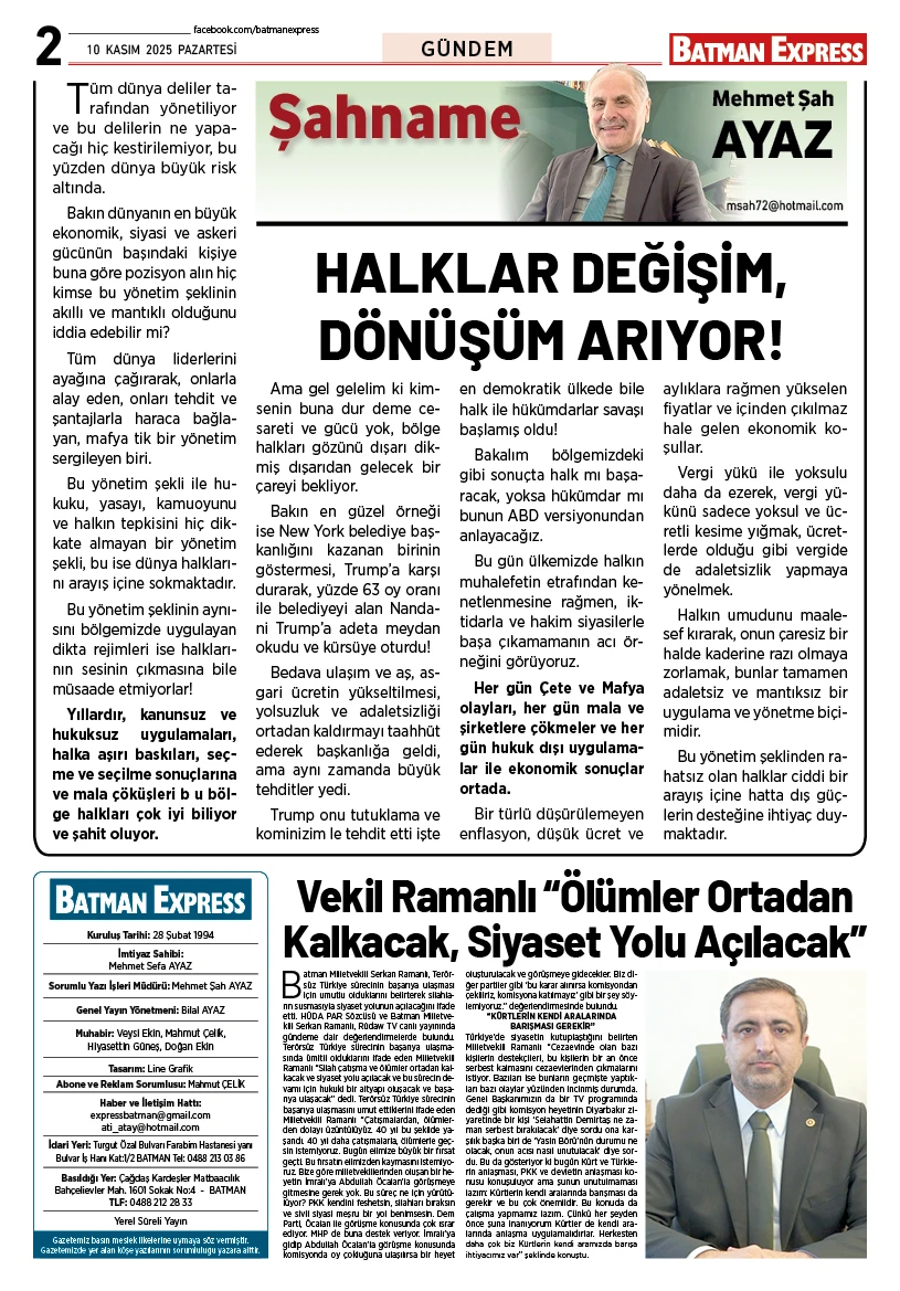 10 KASIM 2025 PAZARTESİ