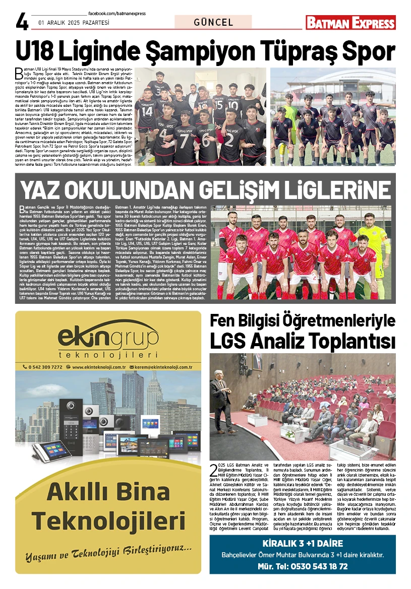 01 ARALIK 2025 PAZARTESİ