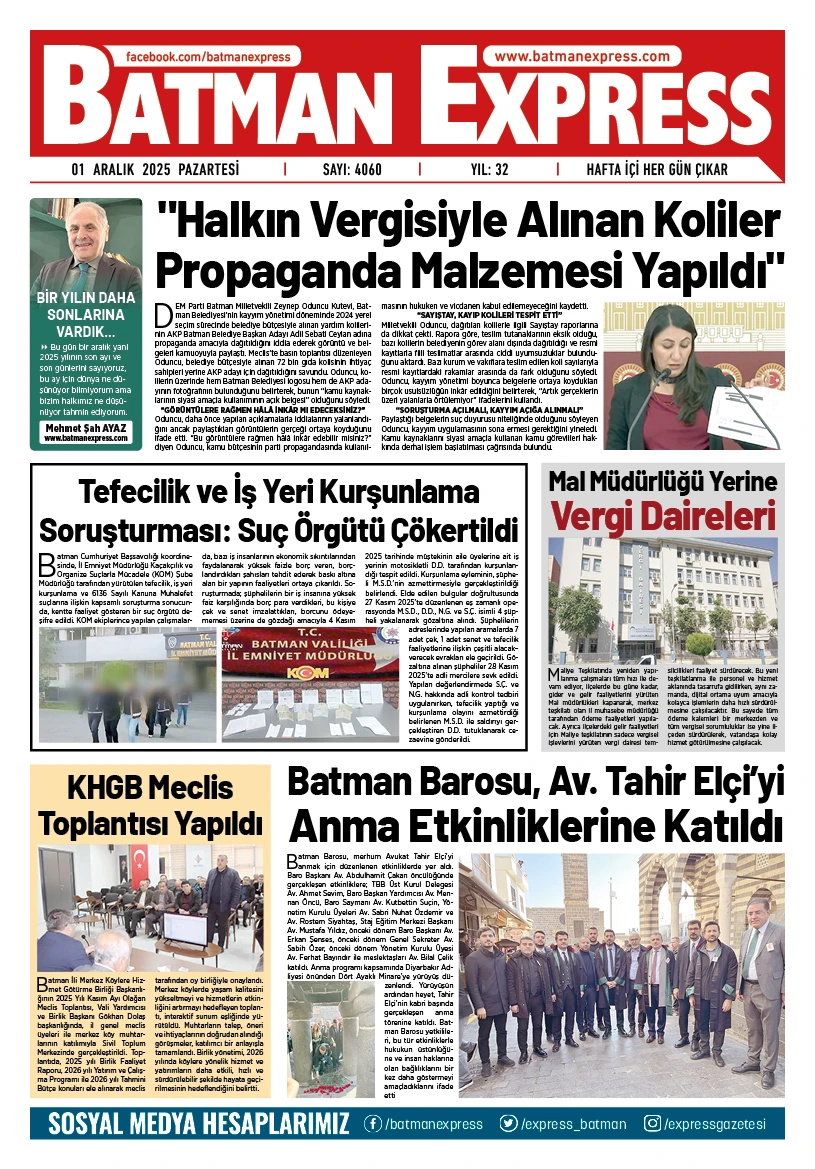 01 ARALIK 2025 PAZARTESİ