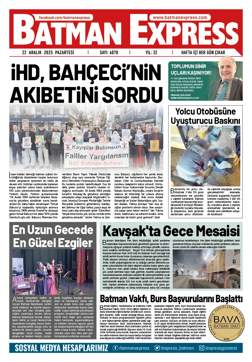 22 ARALIK 2025 PAZARTESİ