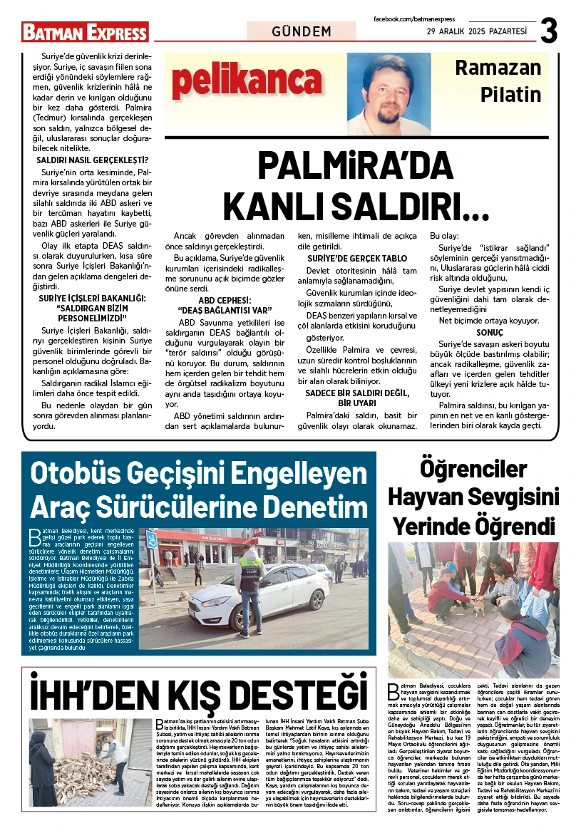 29 ARALIK 2025 PAZARTESİ