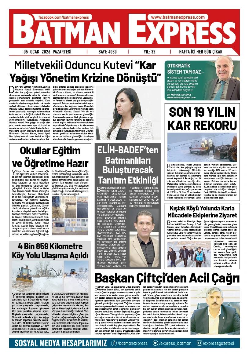 05 OCAK 2026 PAZARTESİ