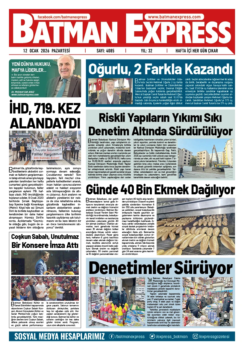 12 OCAK 2026 PAZARTESİ