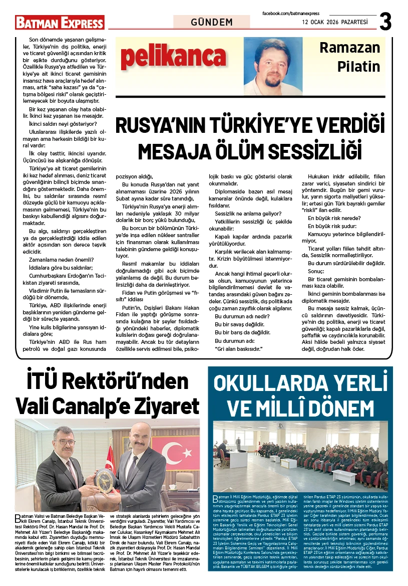 12 OCAK 2026 PAZARTESİ