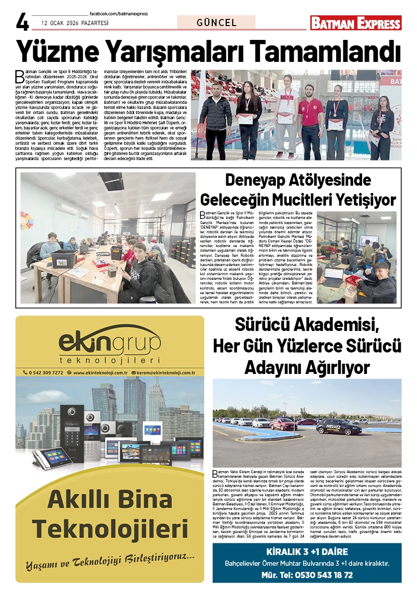 12 OCAK 2026 PAZARTESİ