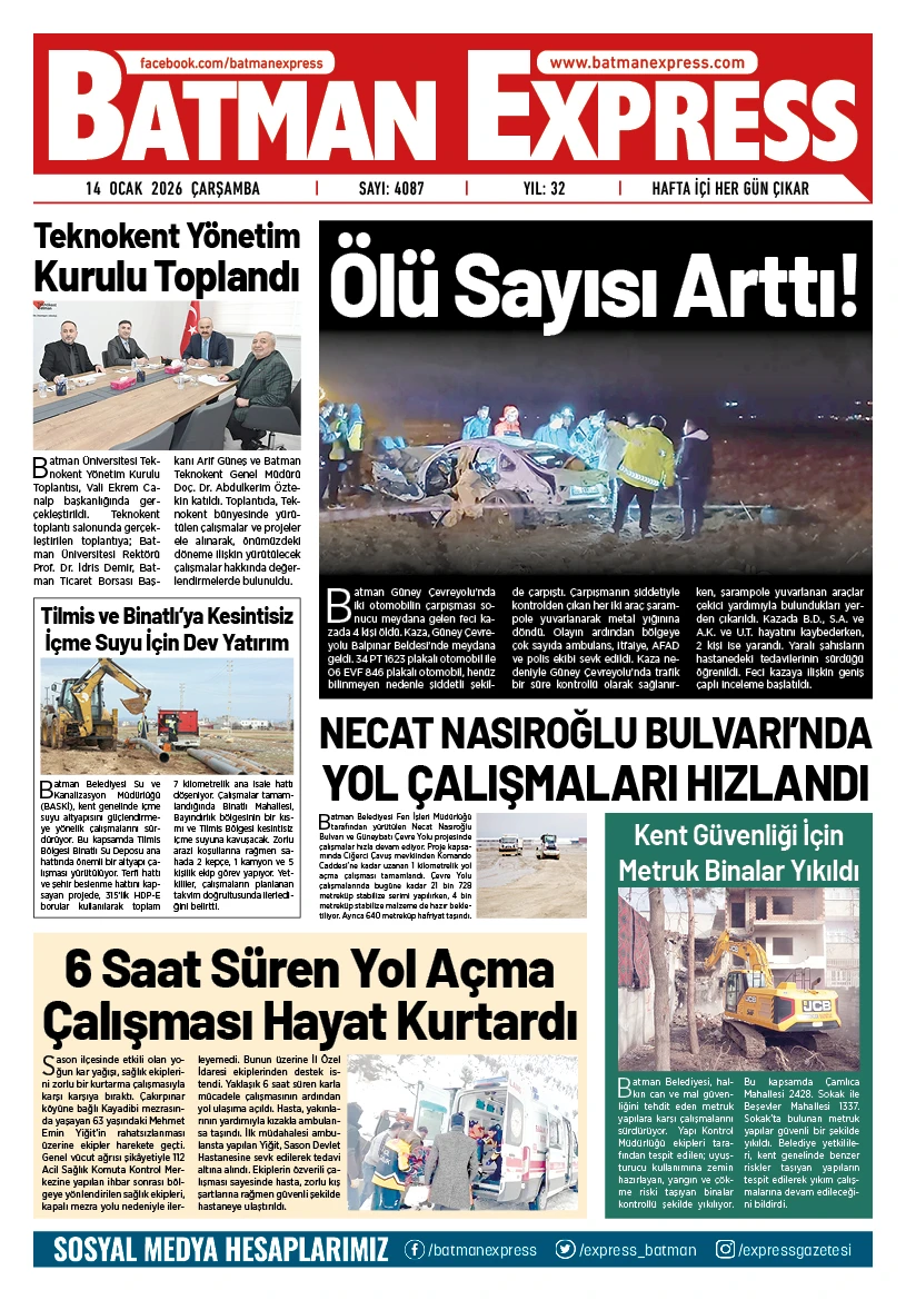 14 OCAK 2026 &Ccedil;ARŞAMBA