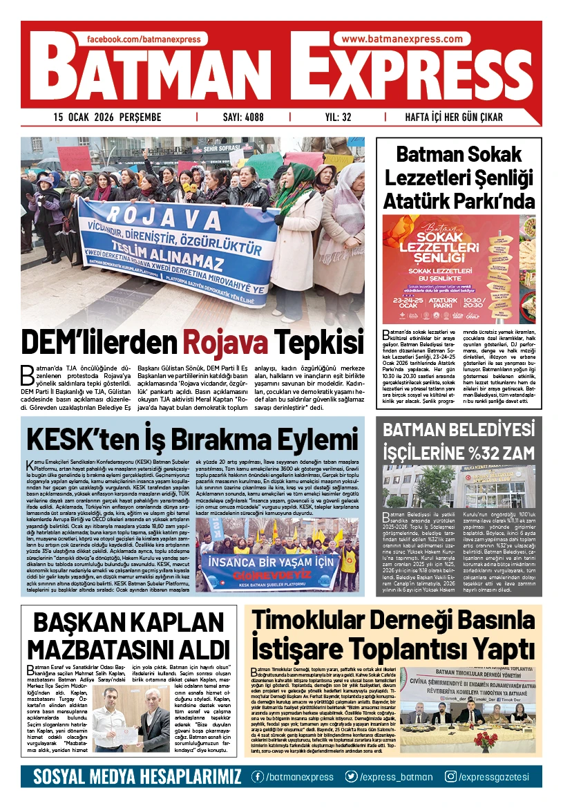 15 OCAK 2026 PERŞEMBE