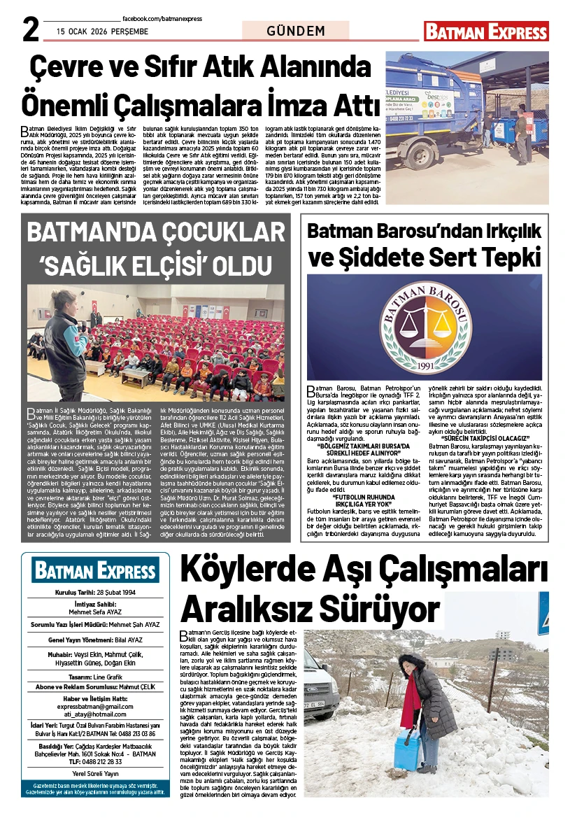 15 OCAK 2026 PERŞEMBE