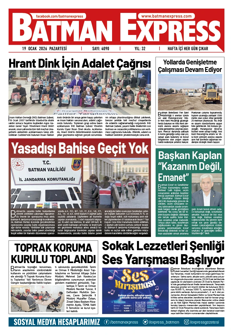 19 OCAK 2026 PAZARTESİ