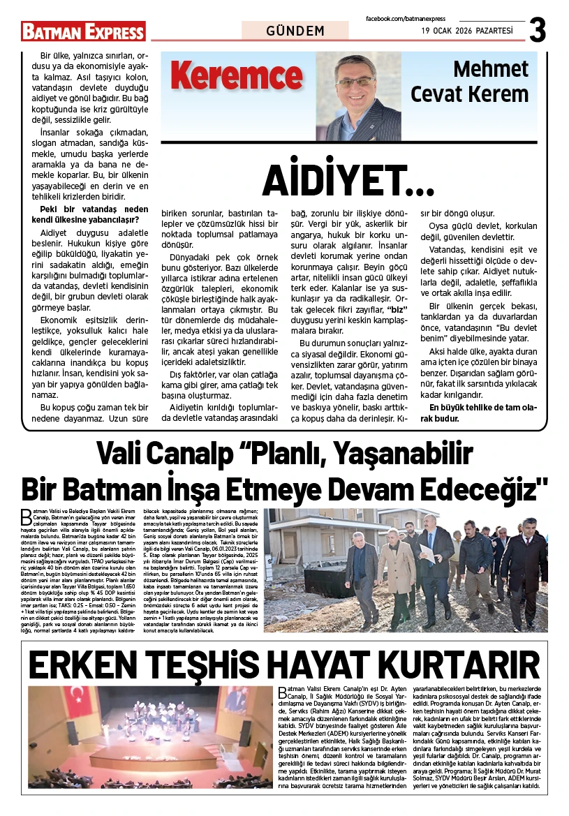 19 OCAK 2026 PAZARTESİ