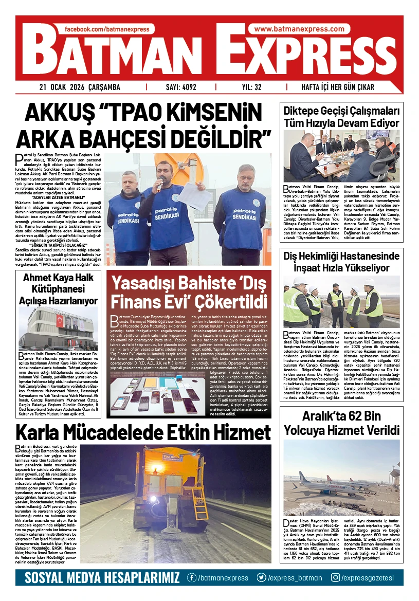 21 OCAK 2026 &Ccedil;ARŞAMBA