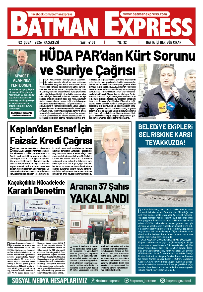 02 ŞUBAT 2026 PAZARTESİ