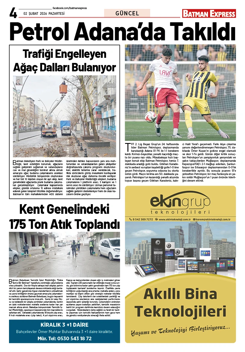 02 ŞUBAT 2026 PAZARTESİ