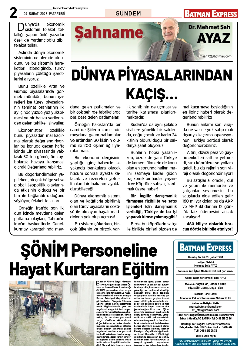 09 ŞUBAT 2026 PAZARTESİ