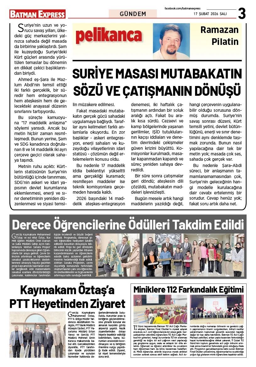 17 ŞUBAT 2026 SALI